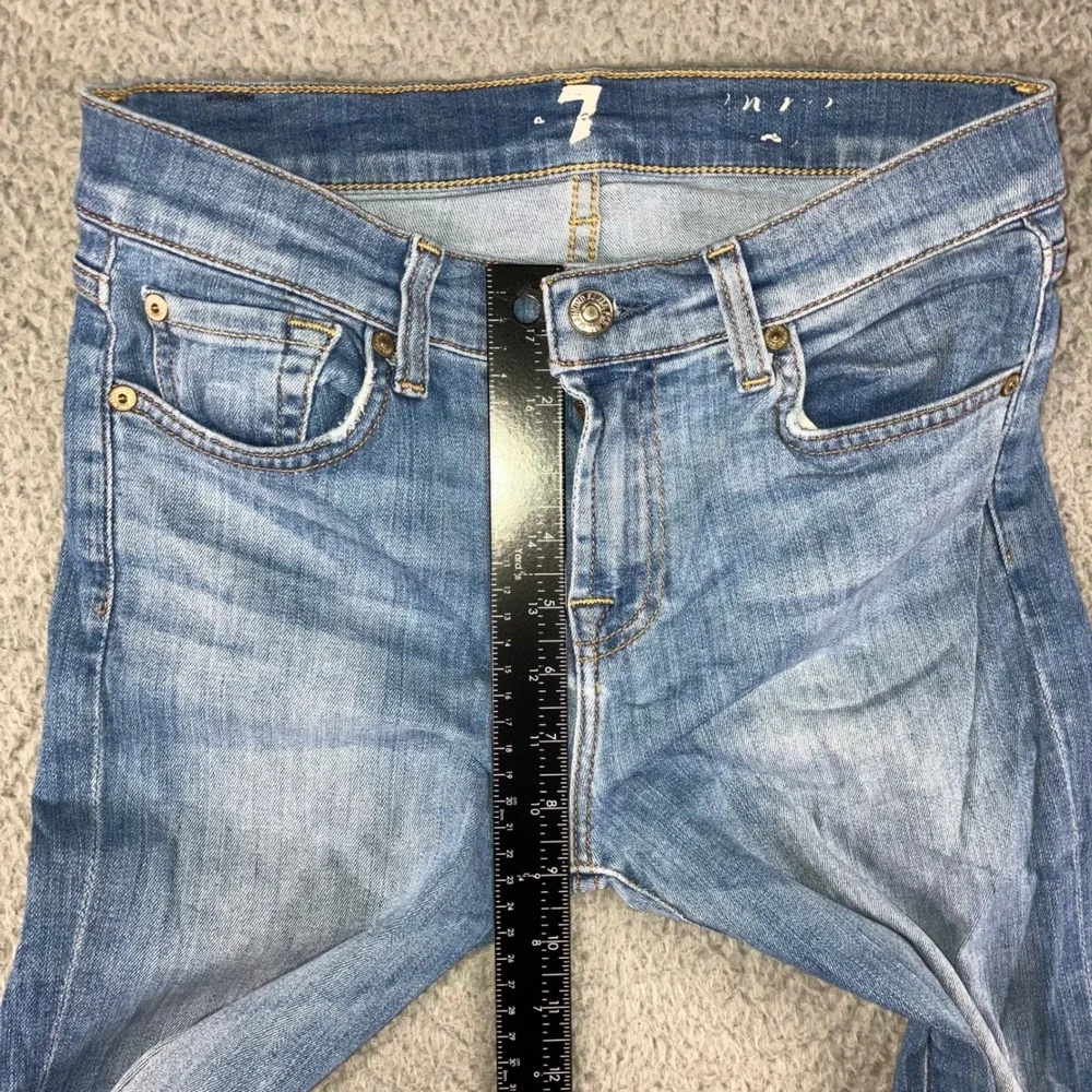 7 For All Mankind Skinny Jeans Women 26 Medium Wash Whiskered Stretch‎ Denim